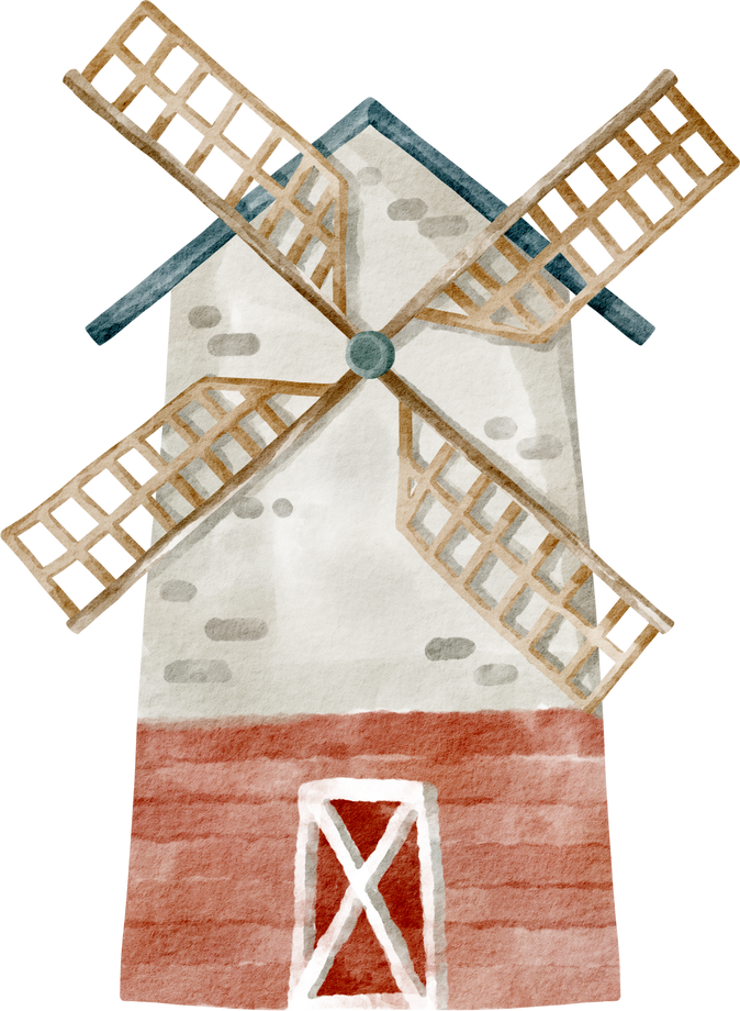 watercolor windmill